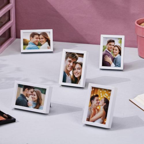 Small Picture Frames, Mini Size Baby Photo Frame, 2x3'', Set of 6, For Tabletop Home Decor, Polaroid Picture Frame with Soft Magnet, Cute Refrigerator Magnets, White