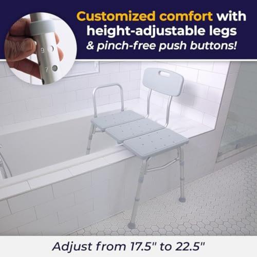 Drive Medical Tub Transfer Bench for Bathtub, Height Adjustable | Adjustable Backrest Offers Flexible, Comfortable Positioning During Bath and Shower Bench Transfers Daily