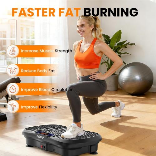 Vibration Plate Fitness Platform Exercise Machine Body Vibrating Board | Curved Design Powerful 200W Bluetooth Oscillating Shake Plate for Lymphatic Drainage Recovery Whole Body Toning With Handles