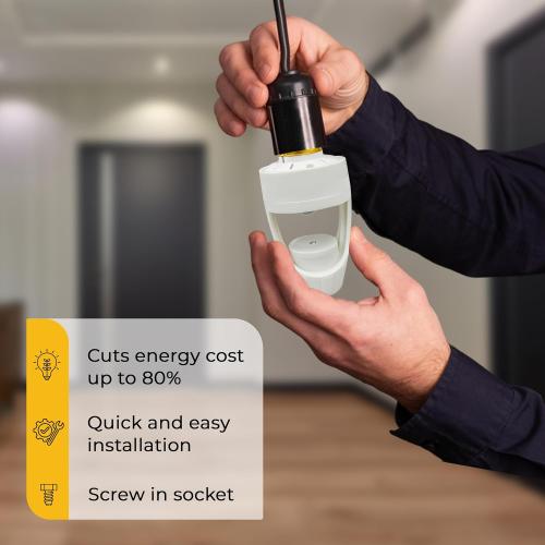 Touch & Glow 360 Motion Sensor Light Socket for Indoor & Outdoor - Energy Efficient Socket Adapter for Garage, Basement, Kitchen, Storage Room - Smart Motion Detector - Motion Activated Light Adapter