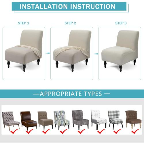 Armless Accent Slipper Chair Cover Slipcover,Stretch Spandex Removable Jacquard Non-Slip Silp Cover for Accent Chair Without arms Furniture Protector for Living Dining Room