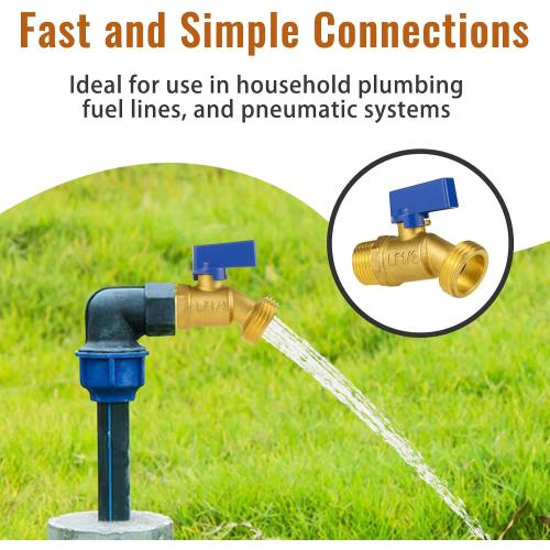 Angry Pony NPT1/2 x GHT 3/4 Brass Rain Barrel Spigot Kit, Outdoor Faucet with Bulkhead Fitting for Water Bucket,Hose Bib,Rainwater Barrel