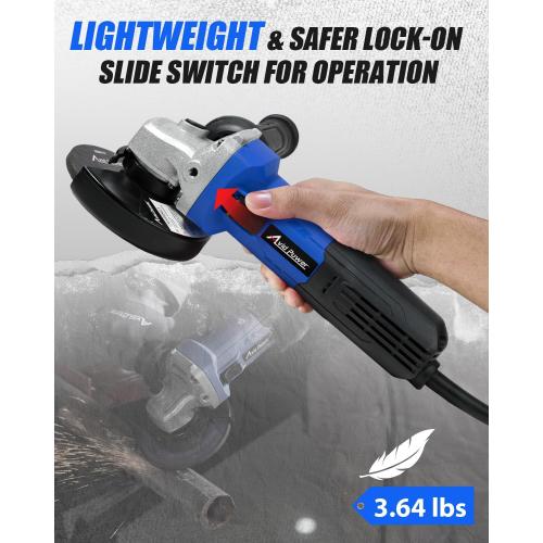AVID POWER Angle Grinder, 7.5-Amp 4-1/2 inch Electric Grinder Power Tools with Grinding Wheels, Cutting Wheels, Flap Disc and Auxiliary Handle for Cutting, Grinding, Polishing and Rust Removal - Blue