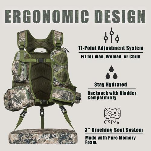 LUCKY CLOVER Turkey Vest, Comfortable Turkey Hunting Vest with Seat Cushion, Turkey Gear & Accessories