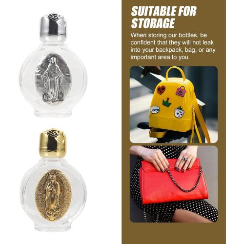 VILLCASE 2pcs Glass Holy Water Bottle, Decorative Bottles Holy Water Container, Religious Empty Oil Containers for Catholic Christian Party Church