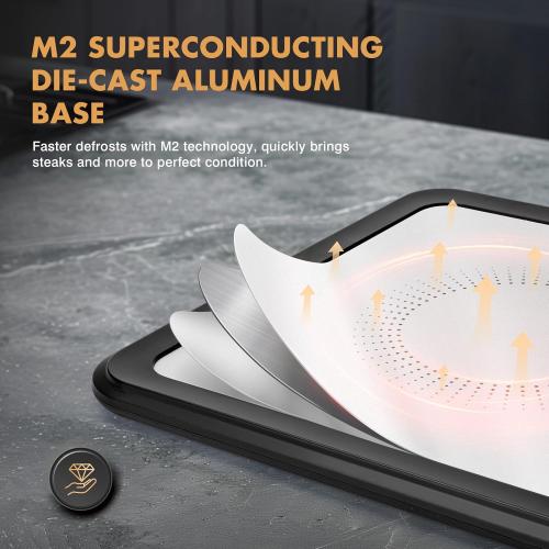 Rapid Defrosting Tray for Frozen Meat, Meat Thawing Tray for Frozen Meat with Airflow Technology, Meat Defroster, Smart Defrosting Mat, Thawing Mat, No Cold/Warm Water Required, Black