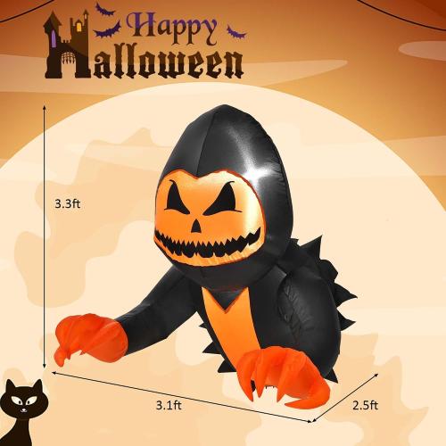 3.3 Ft Halloween Inflatable Pumpkin Ghost Broke Out from Window Black