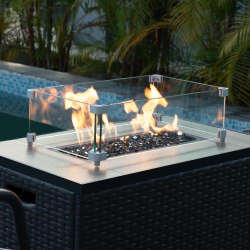 35 lbs Black Fire Glass for Propane Fire Pit, 1/2 Inch Fire Pit Glass Rocks for Gas Fireplace, Reflective Glass Rocks for Fire Pit Table