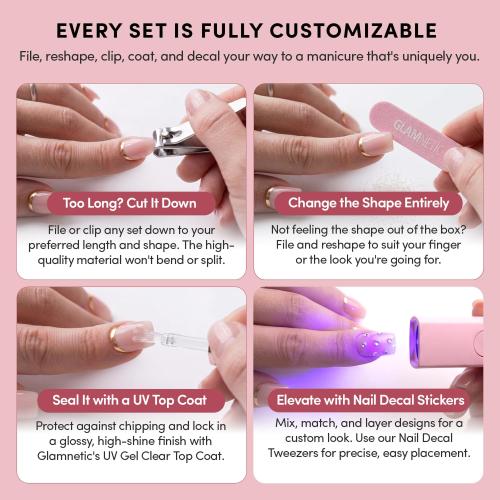 Glamnetic Press On Nails - Short Oval, Glossy Fake Nails 30 Pc Full Kit