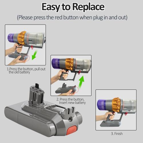 25.2V 6.0Ah Battery Replacement for DYS V11 Battery, Compatible with DYS Cordless Vacuum Battery V11 Torque Drive,V11 Click-in,V11 Torque Drive Extra（NOT FIT V11 SV14 Screw-in Type）