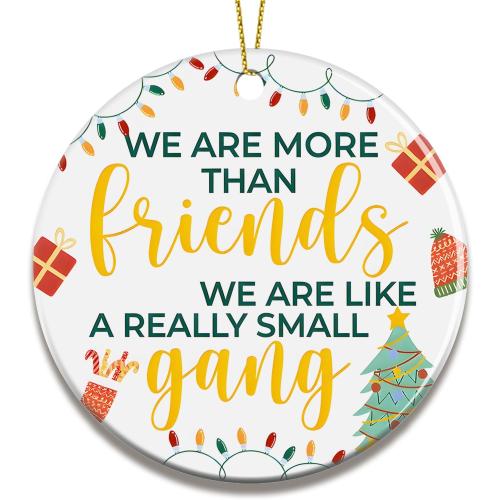 Christmas Friendship Ornaments for Friends, Xmas Gifts for Women Sister Bestie, Round Two, Sided Printed Ceramic Decor Keepsake