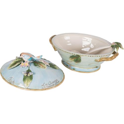 Fitz & Floyd Fitz and Floyd Toulouse Soup Tureen with Ladle, 3.5 Quart, Blue