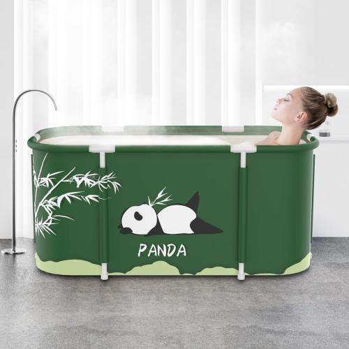 Portable Foldable Bathtub,Foldable Soaking Bathtub for Adults, Freestanding Bathtubs, Hot Bath Tub, Ice Bath, Family Bathroom SPA Tub 47.2x19.7x21.7inch (Panda)