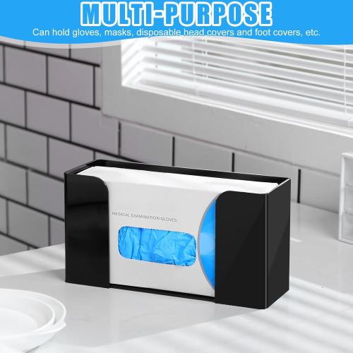 Weysat 2 Pcs Acrylic Glove Box Holder Dispenser Glove Holder for Wall Mount Acrylic Rack Wall Floating Mask Dispenser for Medical Latex Rubber Disposable Mitten Boxes(Black,Horizontal Style)