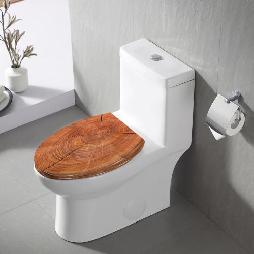 Elongated Toilet Seat Thick tree cut rings Resin Toilet Seat with Quietly Close Quick Release Hinges Decorative Toilet Seat with Cover Easy to Clean and Install Rustic Bathroom Decor