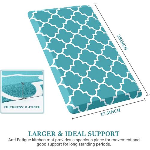 WISELIFE Kitchen Mat Cushioned Anti-Fatigue Kitchen Rug ,Non Slip Waterproof Kitchen Mats and Rugs Heavy Duty PVC Ergonomic Comfort Mat for Kitchen, Floor Home, Office, Sink, Laundry, Green