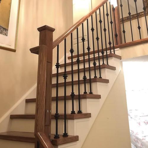 10 Pack Color Black  Staircases Iron Balusters -1/2'' Square Hollow Metal Spindles with Single Knuckle and Double Knuckle Design, Includes 10 Flat Shoes & 10 Angle Shoes