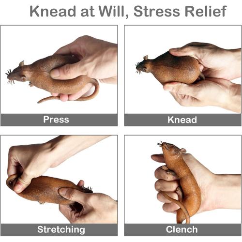 5PCS Soft Rubber Squishy Toys, TPR Super Stretch Animal Toys for Kids, Rubber Animal Figures Set with Frog, Tadpole, Crocodile, Rat, Pangolin