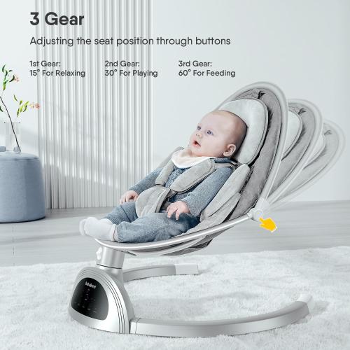 BabyBond Baby Swings for Infants, Bluetooth Infant Swing , 3 Seat Positions, 5 Point Harness Belt, 5 Speeds and Remote Control - Portable Baby Swing for Indoor and Outdoor (Silver)