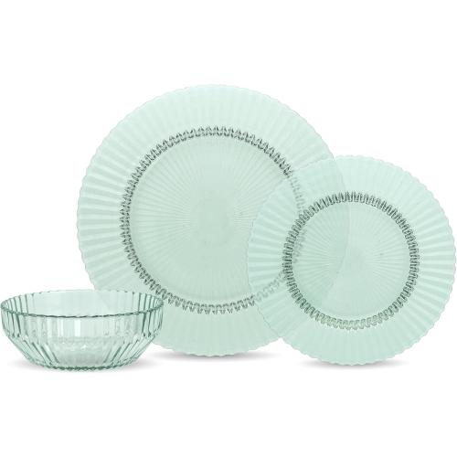 Eater x Zwiesel Fortessa Seraphina Glass, 12 Piece Dinnerware Set (Service for 4), Verde Green