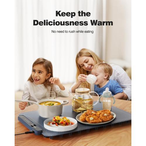 Food Warming Mat, iTRUSOU Electric Warming Tray Full Surface Heating to Keep Food Warm or Thawing, Versatile Food Warmer with 3 Temperature Setting for Parties Buffets Gatherings Holidays Daily Use
