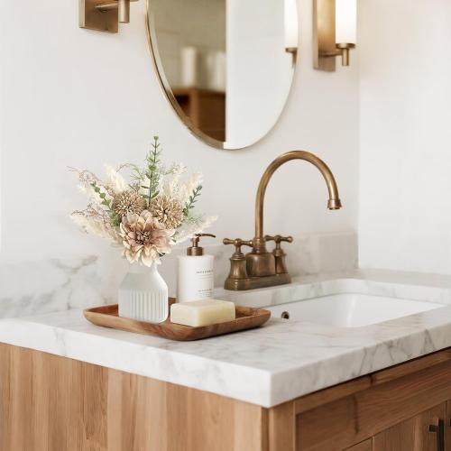 Mkono Small Artificial Flowers in Ceramic Vase 13.5 Centerpieces Coffee Table Decor,