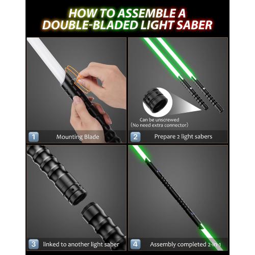 Lightsaber,Double Dueling Light Saber with Length 41.54 inches,2Packs Real 20 Colors RGB FX Light Sabers for Adults, Lightsabers for Kids Birthday Christmas/Halloween Cosplay Party Light up Sword