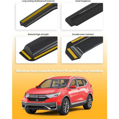 in-Channel Window Rain Guards Fit for Honda CRV (CR-V) 2017 2018 2019 2020 2021 2022, Extra Durable Window Visors Window Deflectors Vent Visors Vent Shades Car Accessories-4 pcs