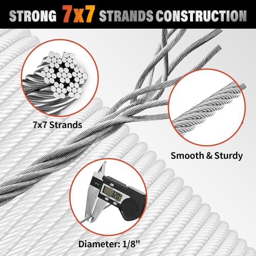 Stainless Steel Cable for Railing - 1000FT 1/8 T316 Wire Rope Cable for Deck Railings System Kit