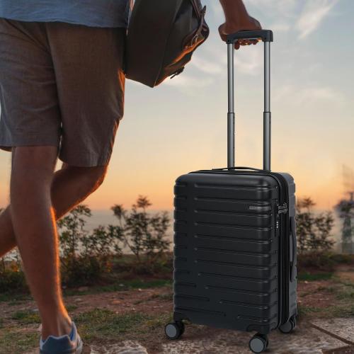 EMPSIGN Carry On Luggage with Spinner Wheels, Hard Shell Carry-On Expandable Suitcase 21x14x9 Airline Approved & Built-in TSA Lock, Durable Travel Rolling Suitcase, Carry-On 20-Inch, Black