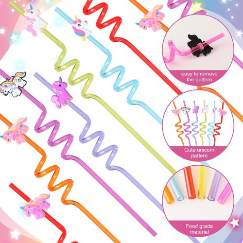 Maxcheck 36 Sets Unicorn Party Favors Goodie Cups with Lids and Straws for Birthday Decorations 36pcs 16oz Plastic Cups Reusable Plastic Straws for Birthday Party (Unicorn)