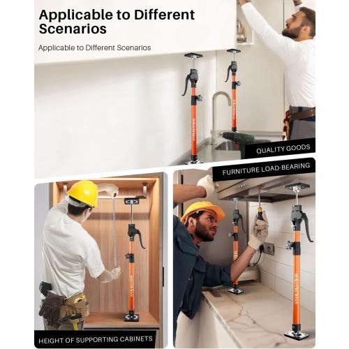 HOLOTHURIAN Cabinet Jack Support Pole,23.6-45.3 inches Third Hand Tools Adjustable Support Pole, 3rd Hand Support System for Upper Cabinet Installation, 200 LB Capacity, 4-Pack