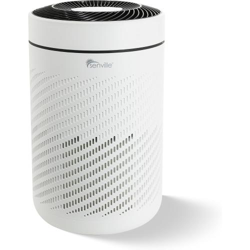 Senville Air Purifier for Home Allergies, Pet Hair in Bedroom, 3-in-1 HEPA Filter, Dust, Smoke, Pollutants, Odor, Flow 500, White