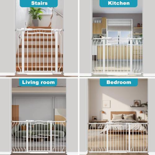 Extra Wide Baby Gate for Doorways 53.1-62.6, Pressure Mounted Dog Gates With Door, Child Safety Barrier Walk Thru Indoor, Large Babygate Long for Kids Toddler Pet Outside, 30 In Tall White