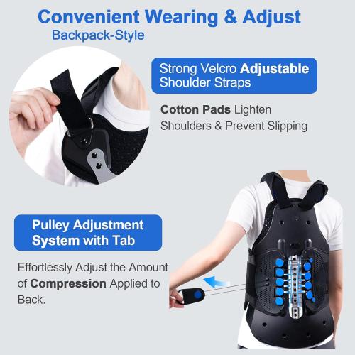 Nvorliy TLSO Full Back Brace for Back Pain Relief - Inflatable Airbag Thoracic Back Brace Orthosis Support for Compression Fracture, Pre or Post Op, Kyphosis, Scoliosis, Osteoporosis (XL)