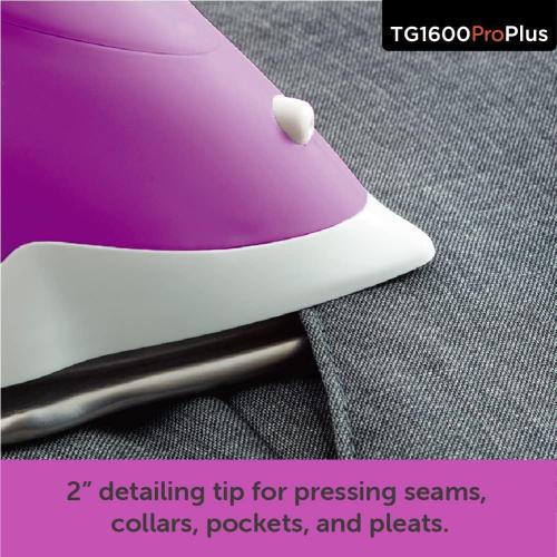 Oliso TG1600 Pro Plus 1800 Watt SmartIron with Auto Lift - for Clothes, Sewing, Quilting and Crafting Ironing | Diamond Ceramic-Flow Soleplate Steam Iron, Purple