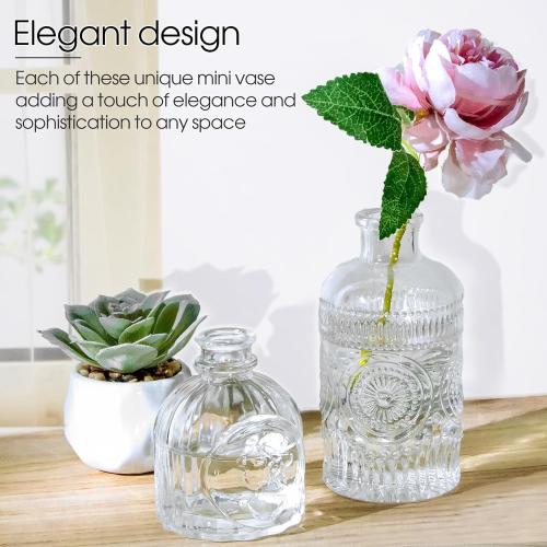 Glass Bud Vases Set of 12, Small Vases for Centerpieces, Vintage Mini Vases for Wedding Decor, Clear Glass Bud Vase in Bulk, Office and Home Table Flower Décor