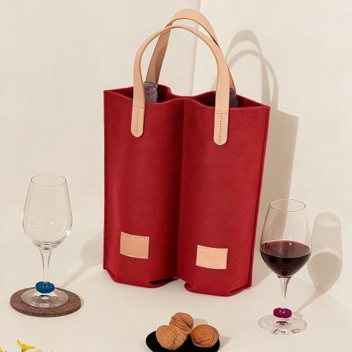 Wine Bags - 2 Bottle Felt Gift Bags for Wine, Perfect for Birthday, Wedding, Graduation, Christmas & Thanksgiving