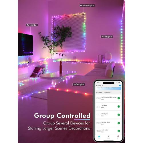 BrizLabs Smart Fairy String Lights, 66ft 200 LED WiFi Pink & White Valentine's Day Fairy Lights App Control, Dimmable Rainbow Christmas Lighting, Music Sync Xmas Lighting Work with Alexa & Google Home