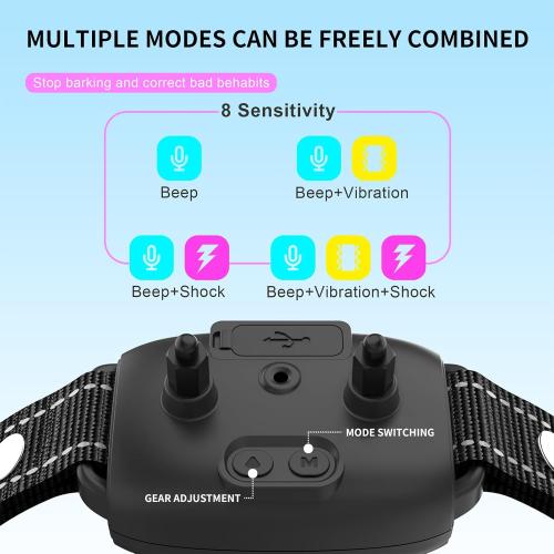 Black 2025release Bark Collar for Large Medium Small Dogs, Smart Rechargeable Anti Barking Training Collar, 8 Sensitivity Levels, Beep/Vibration/Shock,IP67 Waterproof, Color Display