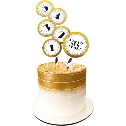 Ercadio 6 Pack Happy New Year Cupcake Toppers Gold New Year Countdown Happy 2026 Hello 2026 Cupcake Picks 2026 Cake Pick for New Year Party Decor Supplies
