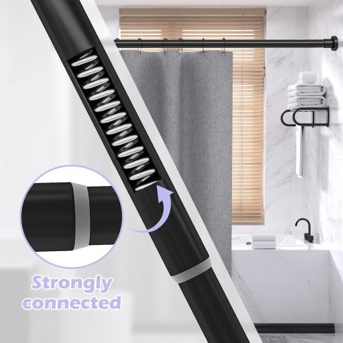 Shower Curtain Rod Spring Tension:Black Shower Rods for Bathroom 34 to 43 Inch,1 Inch Modern Heavy Duty Adjustable Tension Shower Curtain Rod No Drilling No-Slip Easy Install,Matte Black