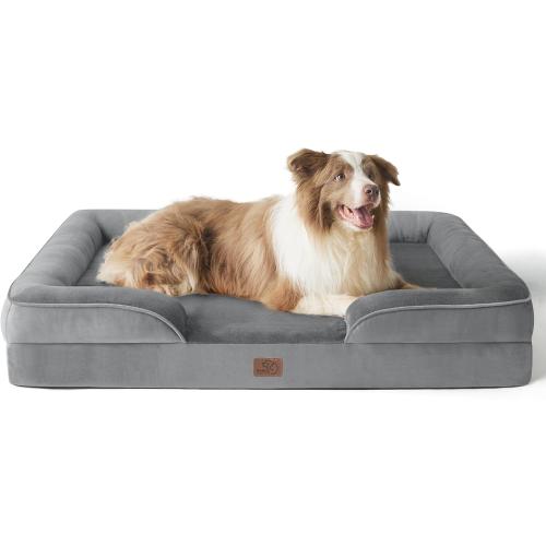 Bedsure L Plus Orthopedic Dog Bed for Large Dogs - Washable Dog Cat Bed Waterproof, L Plus Big Comfort Dogs Couch Sofa with Washable Removable Cover, Pet Bed with Nonskid Bottom, Grey, 38