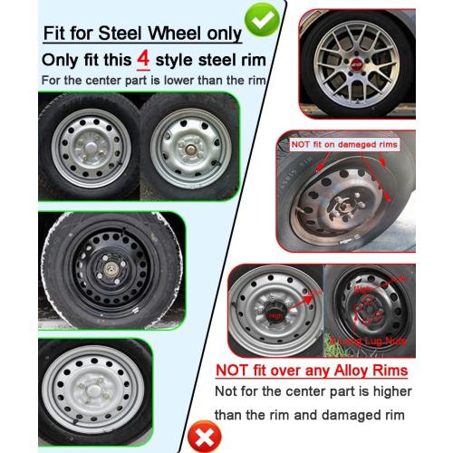 Hubcap Wheel Cover Replacement R17 Hub Caps Universal-Fit Steel Wheel Rim Cover ABS Material Exterior Accessories for Car Truck SUV -Set of 4（17-inch，Silver-Black）