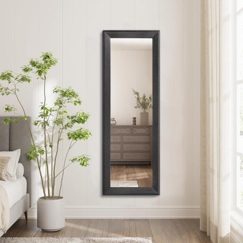 Full Length Mirror with Wood Framed Modern Large Wall Mirrors Rectangle for Bedroom Living Room Bathroom Dressing Room Entryway Hanging Black