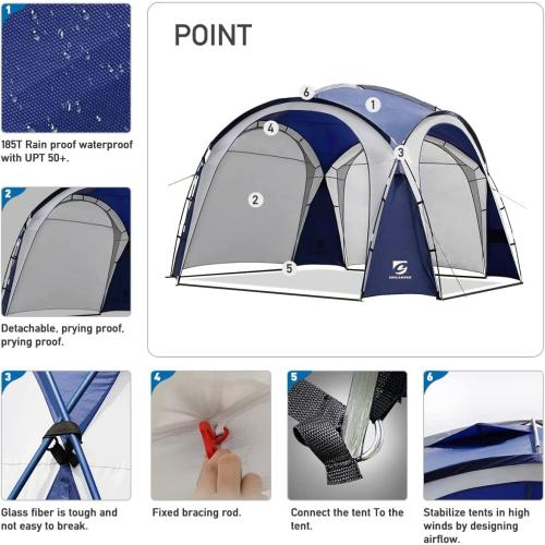 UNICAMPER Beach Tent 12 X 12ft Large UPF50  Pop Up Canopy with 2-Pcs Side Wall, Sun Shelter Rainproof, Waterproof for Camping Trips, Backyard Fun, Fishing, Parties, Or Picnics(Green)