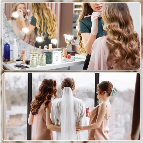 Irenare 48 Pcs 8 Set Bridesmaid Proposal Gifts Maid of Honor Gifts16oz Glass Cups Cosmetic Makeup Bags Invited Cards Scrunchies Hair Knotted Bracelets Diamond Pens(Classic Style,Green)