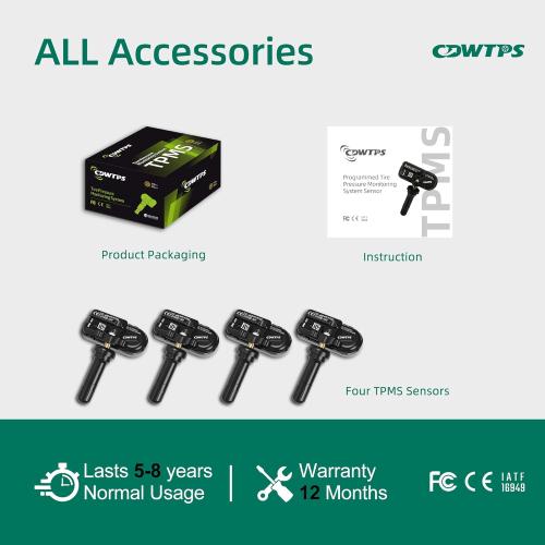 TPMS Sensor Dodge, 4-Pack 434MHz Tire Pressure Monitor Sensors Compatible with Dodge RAM Jeep Cherokee Replace#68249197AA.68239720AA.68157568AA.68239720AB.68239720AC.68324960AA.68239729AA