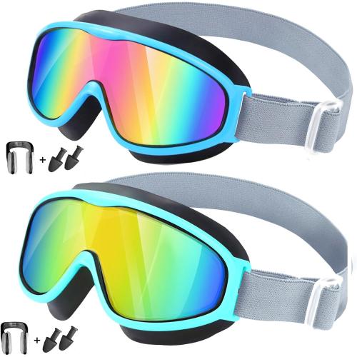 Vvinca Kids Goggles with Comfort Fabric Strap, Kids Swim Goggles Wide View Anti-Fog/UV No Leaking Swimming Goggles for 3-14