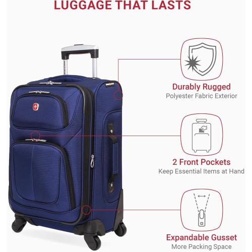 SwissGear Sion Softside Expandable Luggage, Blue, Carry-On 21-Inch